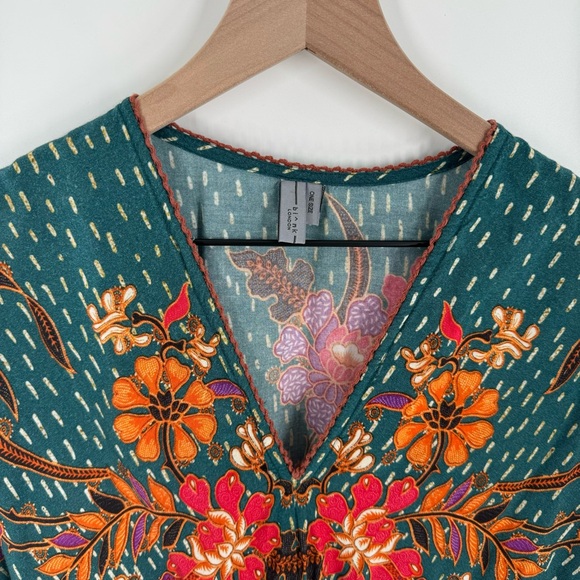 Bl^nk London x Anthropologie The Tatiana Kaftan Boho Blue Red One Size Blank - Picture 5 of 11